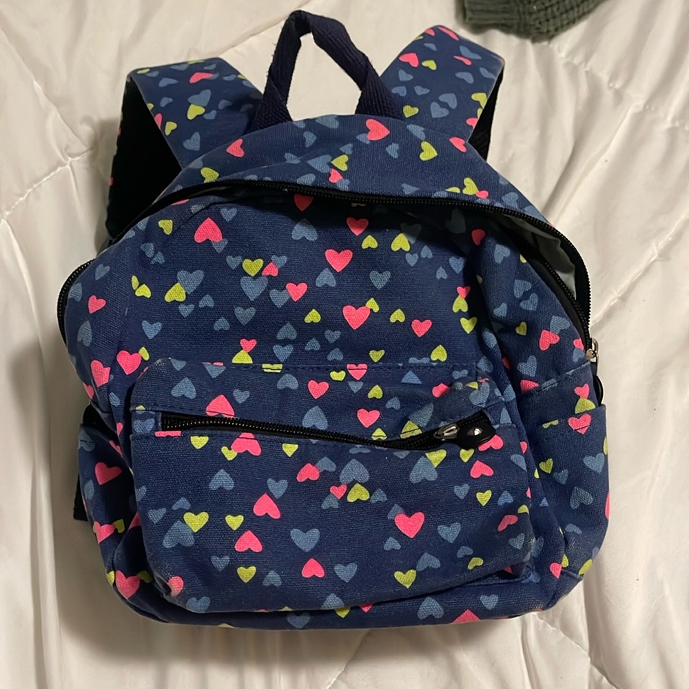 SLL Kids Small Backpack Navy Blue with hearts good condition